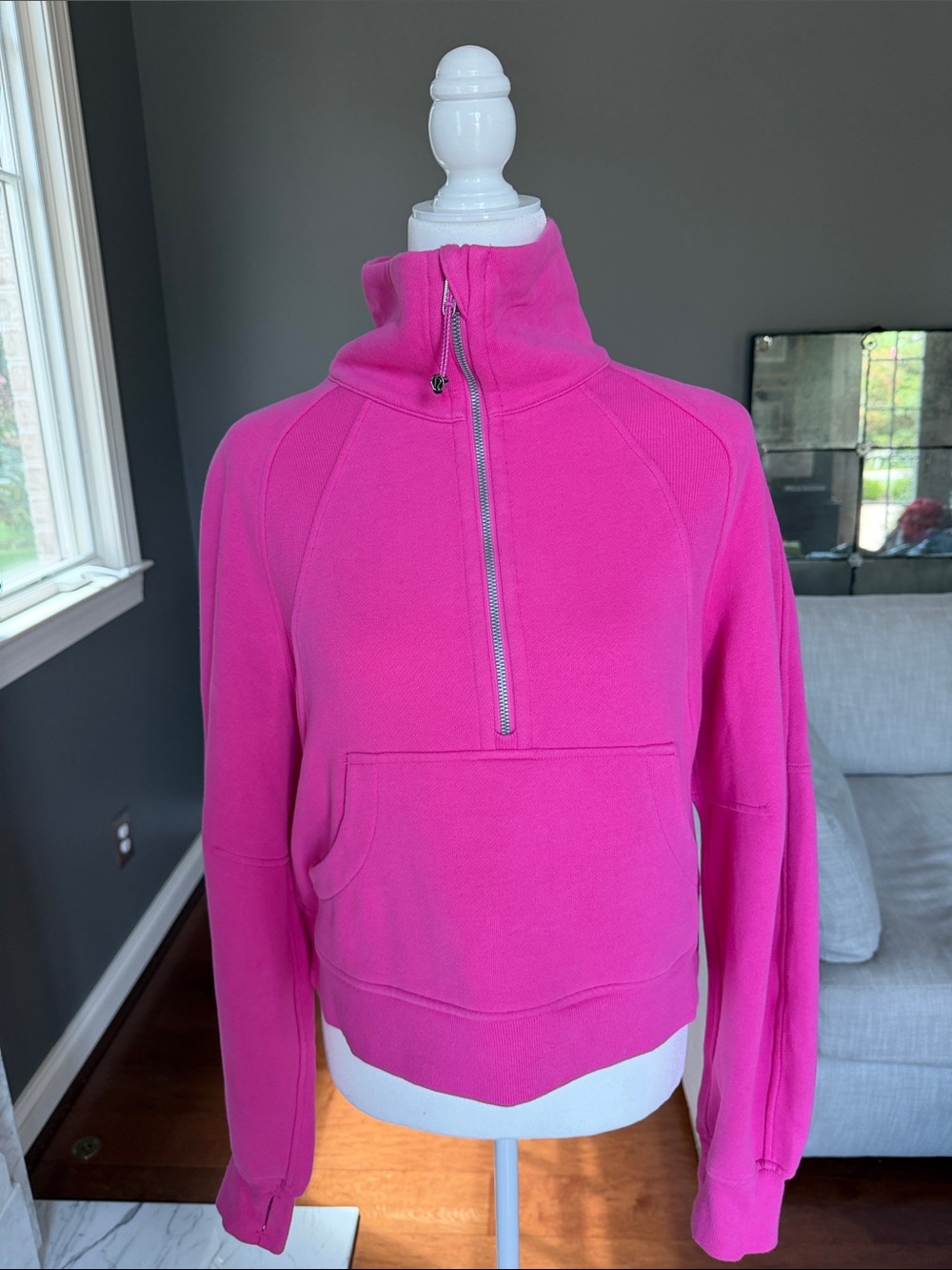 lululemon athletica scuba Hot Pink Quarter-Zip Pullover Hoodie size xs/s